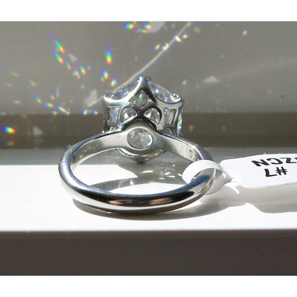 Solitaire Round Cut Cubic Zirconia Ring 6.84 Carat Stainless Steel - Picture 13 of 16